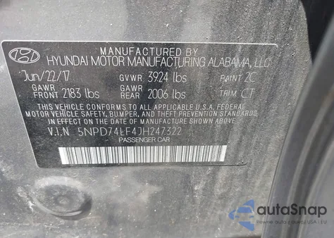 2018 Hyundai Elantra Se z USA, uszkodzony, nr VIN 5NPD74LF4JH247322